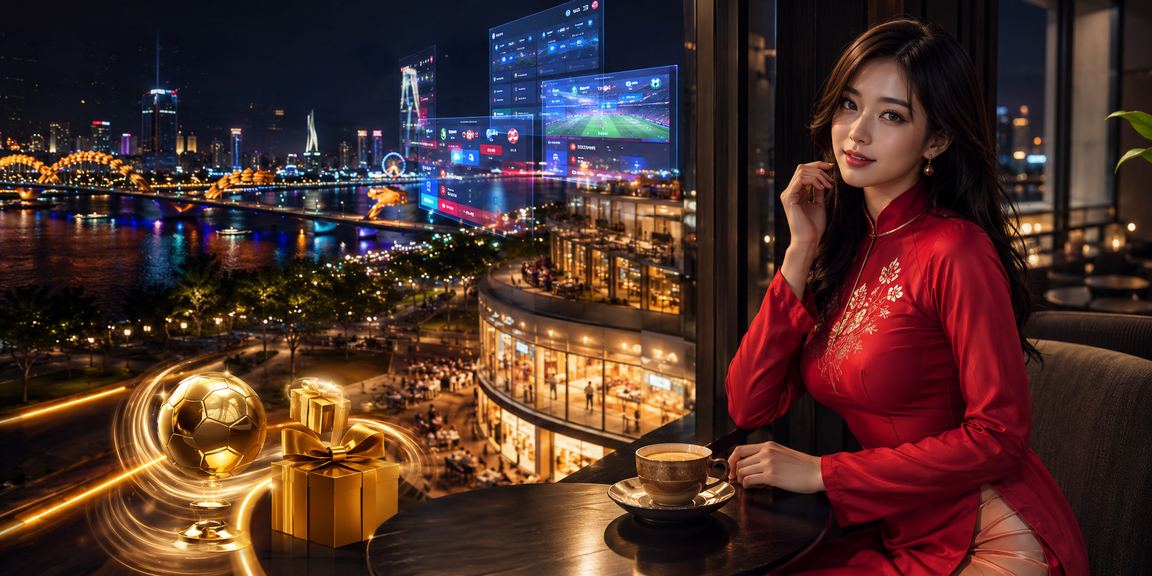 Người phụ nữ mặc áo dài truyền thống Đà Nẵng thưởng thức trải nghiệm cá cược trực tuyến