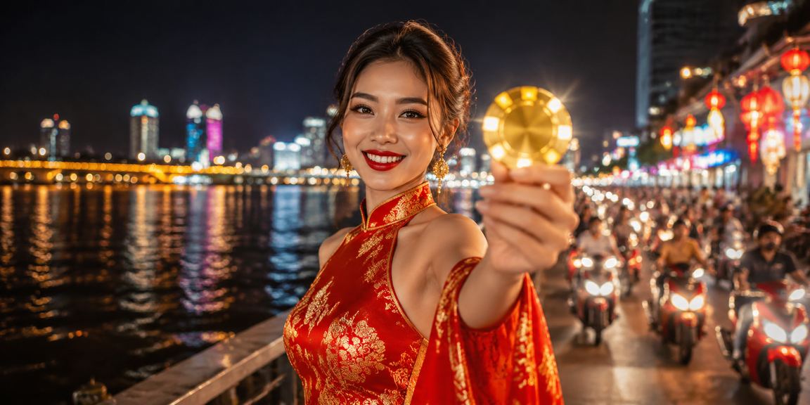 Không gian neon sống động tại vùng Mekong – người dùng tìm hiểu bonus và nạp tiền cho tài khoản High Roller
